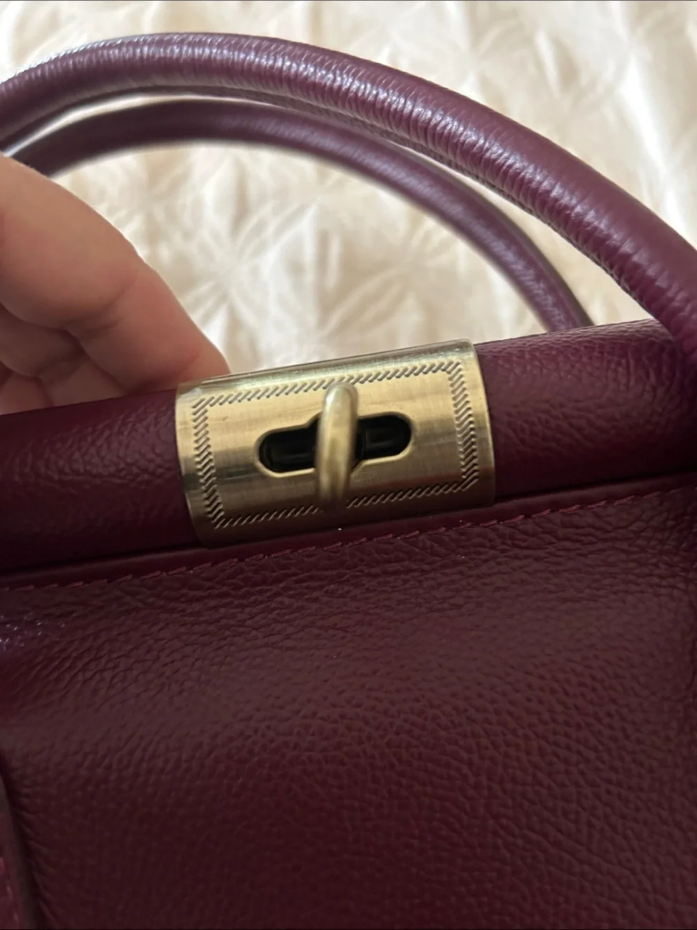 Structured Top-Handle Satchel in Deep Wine